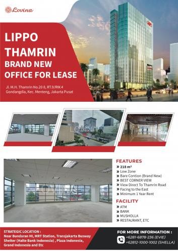 Jual Ruang Kantor Lippo Thamrin di Jakarta Pusat (218 m2) Gambar 1